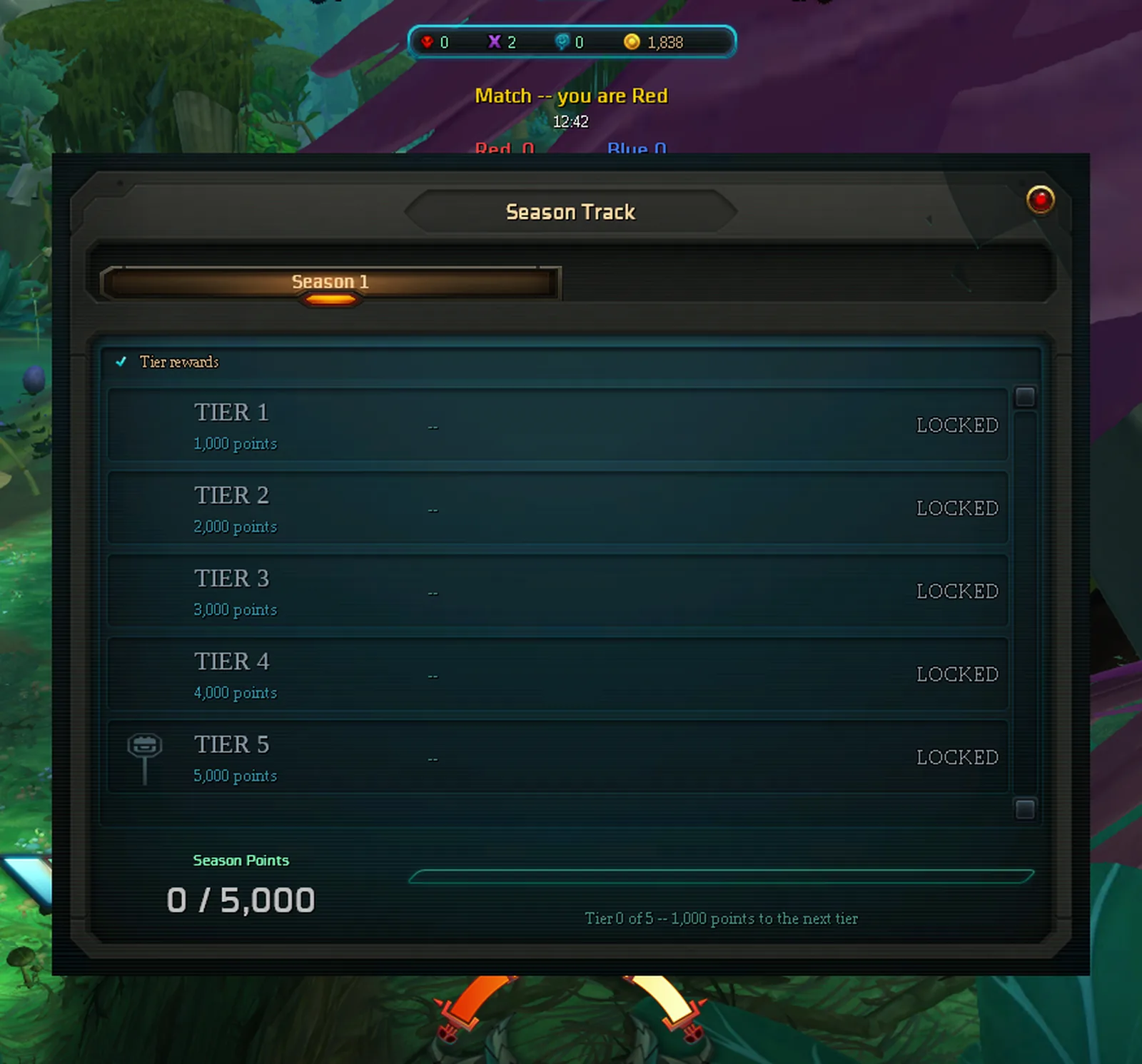 The season reward track in the game.